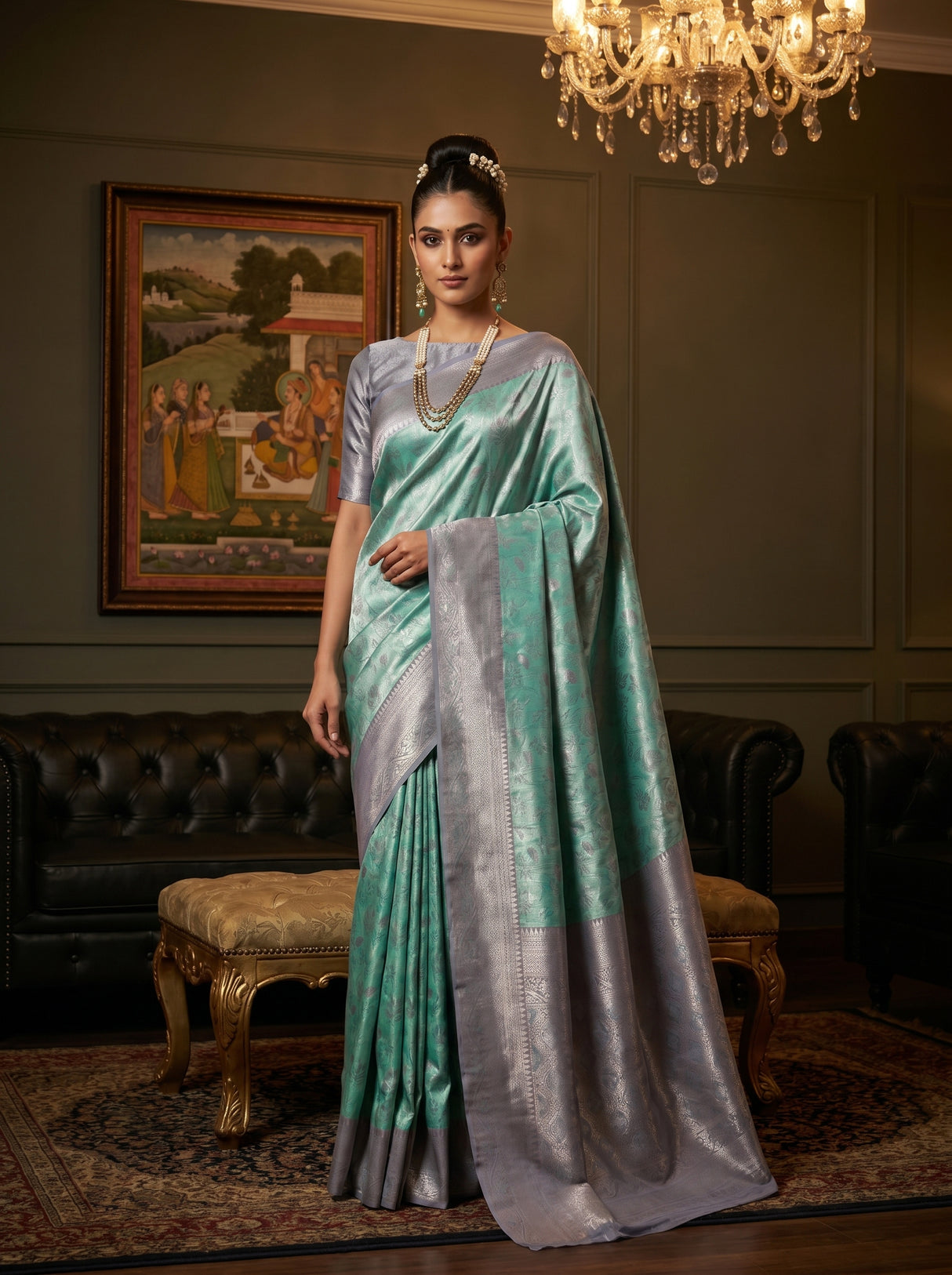 MIMOSA Rama Kanjivaram Art Silk Saree — pose 5 styling detail