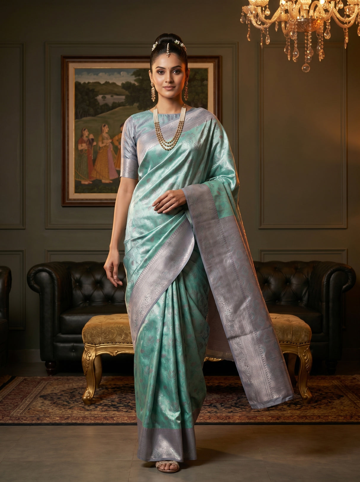 MIMOSA Rama Kanjivaram Art Silk Saree — pose 6 styling detail