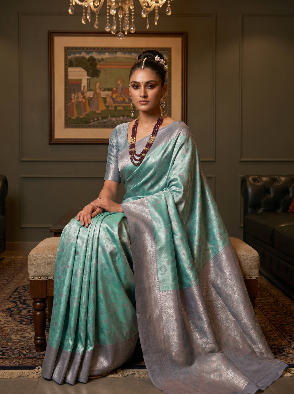 MIMOSA Rama Kanjivaram Art Silk Saree — pose 8 styling detail