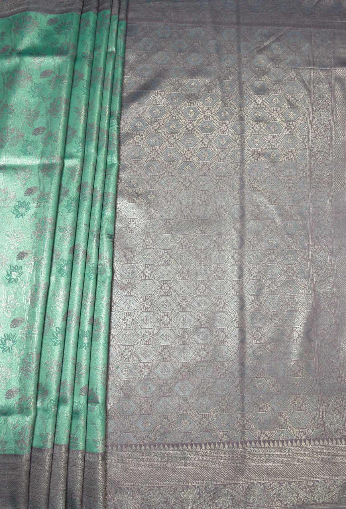 MIMOSA Rama Kanjivaram Art Silk Saree — pallu and zari work detail