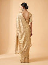 MIMOSA Chikoo Kanjivaram Saree — Unstitched Blouse Fabric
