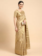 MIMOSA Chikoo Kanjivaram Art Silk Saree — Full View on Model
