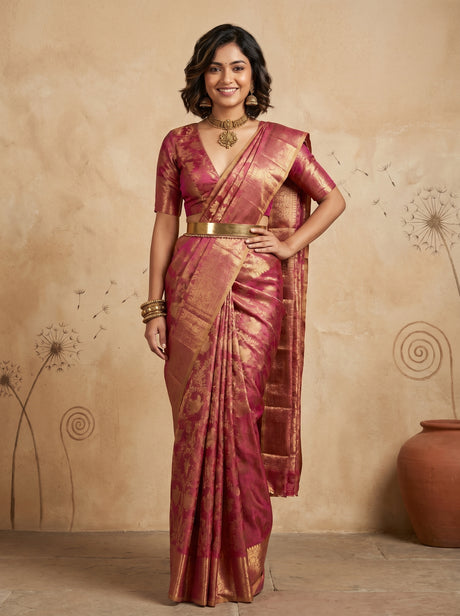 MIMOSA Gajari Kanjivaram Art Silk Saree — Mannequin Draped View