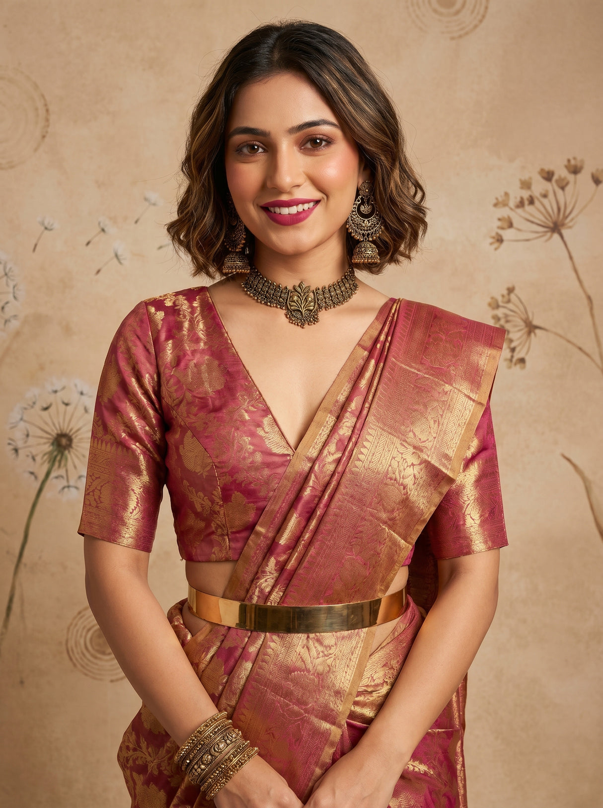 MIMOSA Gajari Kanjivaram Art Silk Saree — pose 10 styling detail