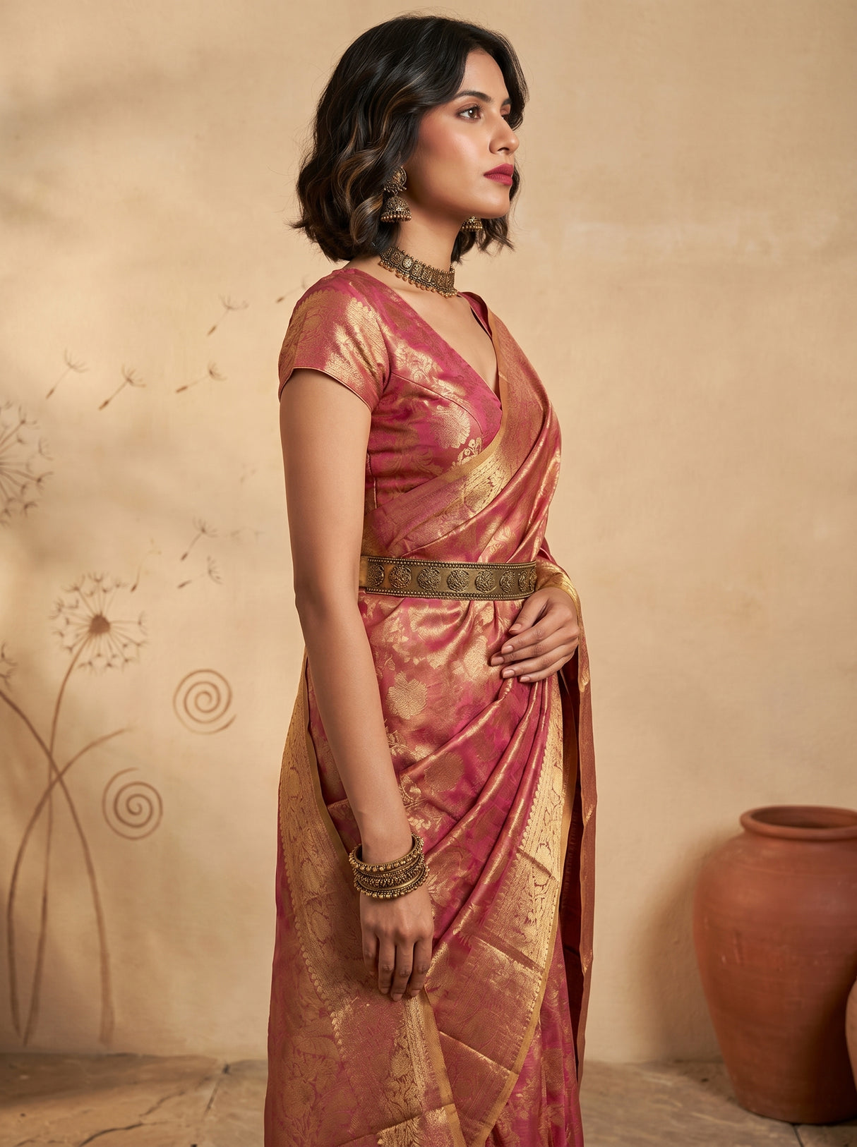 MIMOSA Gajari Kanjivaram Saree — Pallu and Body Detail