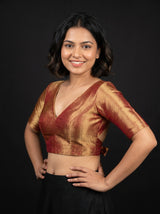 MIMOSA Gajari Kanjivaram Art Silk Saree — blouse close-up