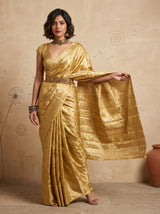 MIMOSA Mustard Kanjivaram Art Silk Saree — Full View on Model