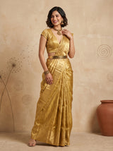 MIMOSA Mustard Kanjivaram Art Silk Saree — pose 8 styling detail