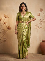 MIMOSA Olive Kanjivaram Art Silk Saree — Mannequin Draped View