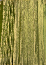MIMOSA Olive Kanjivaram Art Silk Saree — pallu and zari work detail