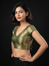 MIMOSA Rama Kanjivaram Art Silk Saree — blouse close-up