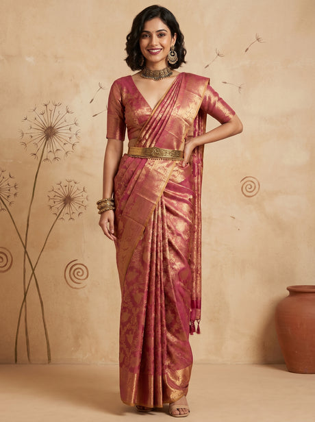 MIMOSA Rani Kanjivaram Art Silk Saree — Mannequin Draped View