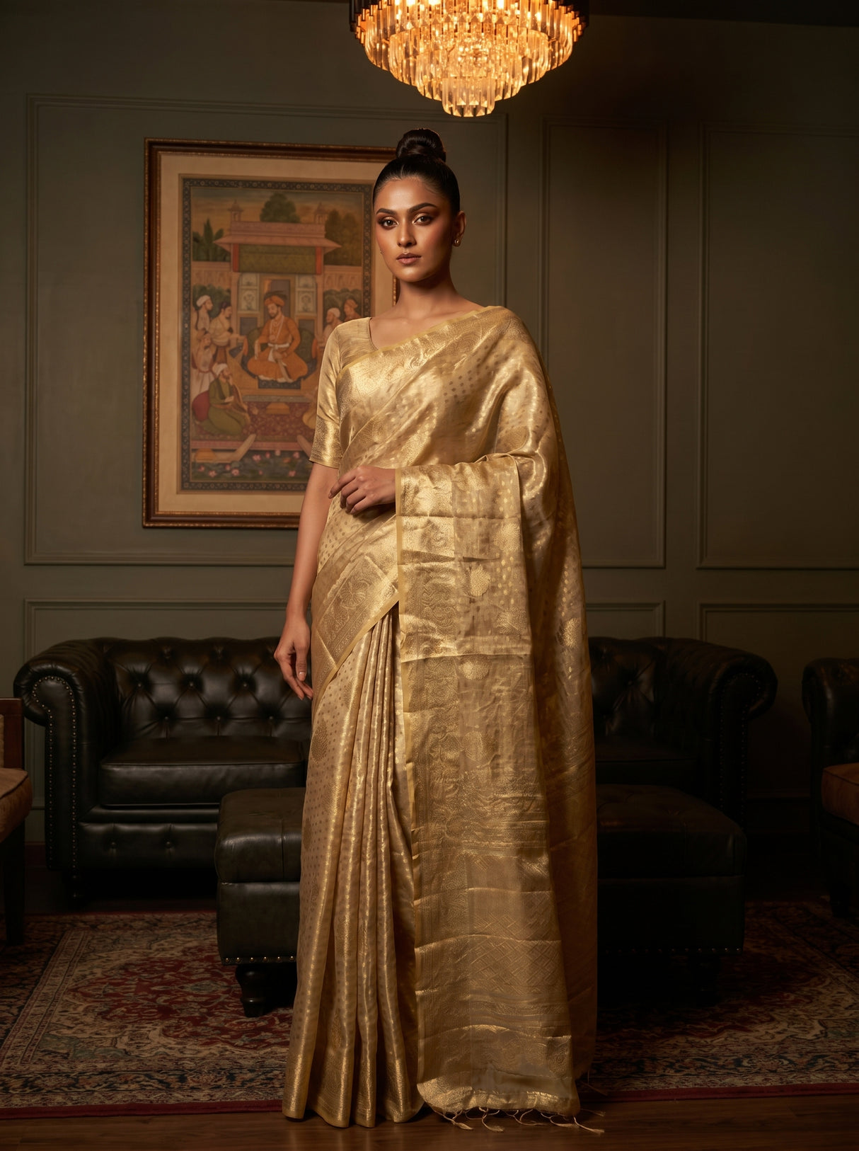 MIMOSA Chikoo Kanjivaram Art Silk Saree — pose 5 styling detail