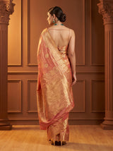 MIMOSA Gajari Kanjivaram Art Silk Saree — Unstitched blouse fabric detail
