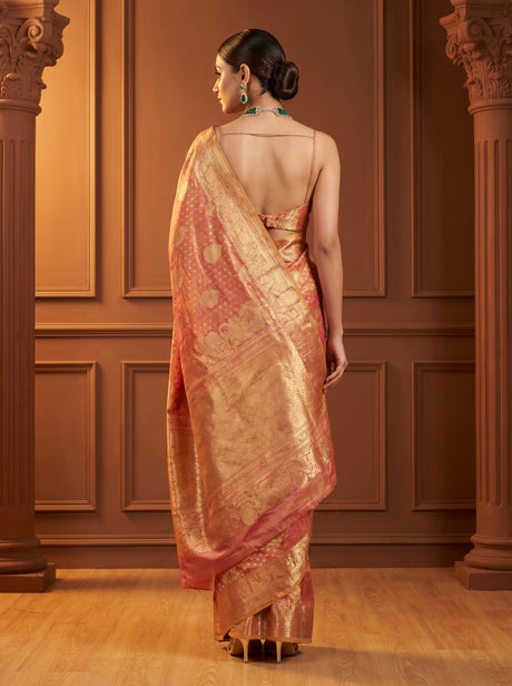 MIMOSA Gajari Kanjivaram Art Silk Saree — Unstitched blouse fabric detail