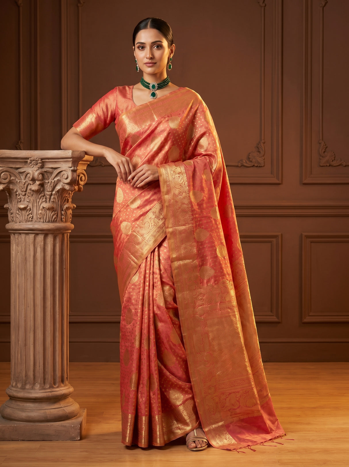 MIMOSA Gajari Kanjivaram Art Silk Saree — pose 8 styling detail