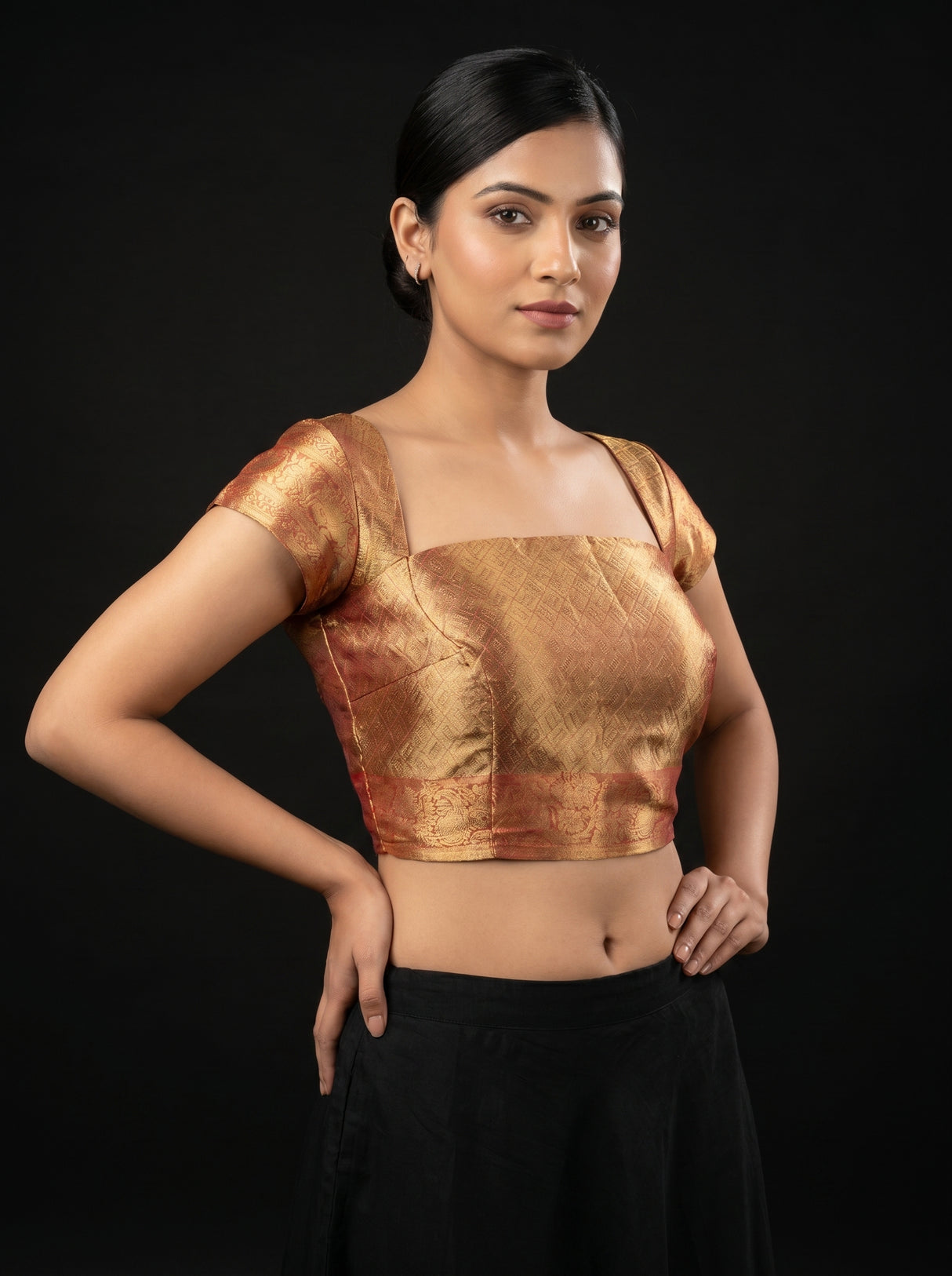MIMOSA Gajari Kanjivaram Art Silk Saree — blouse close-up