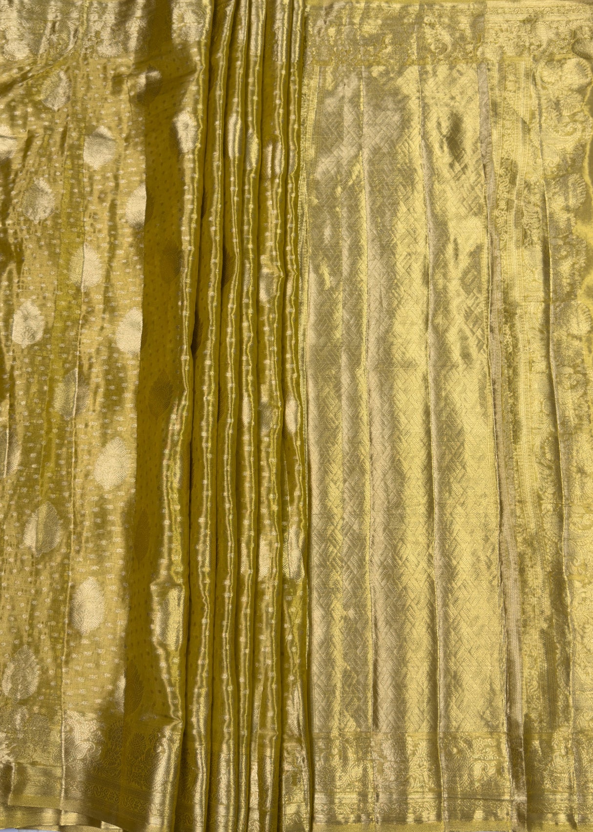 MIMOSA Mustard Kanjivaram Art Silk Saree — pallu and zari work detail