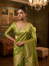 MIMOSA Olive Kanjivaram Art Silk Saree — pose 10 styling detail