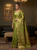 MIMOSA Olive Kanjivaram Art Silk Saree — pose 4 styling detail