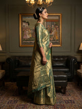 MIMOSA Rama Kanjivaram Art Silk Saree — Model in a festive setting