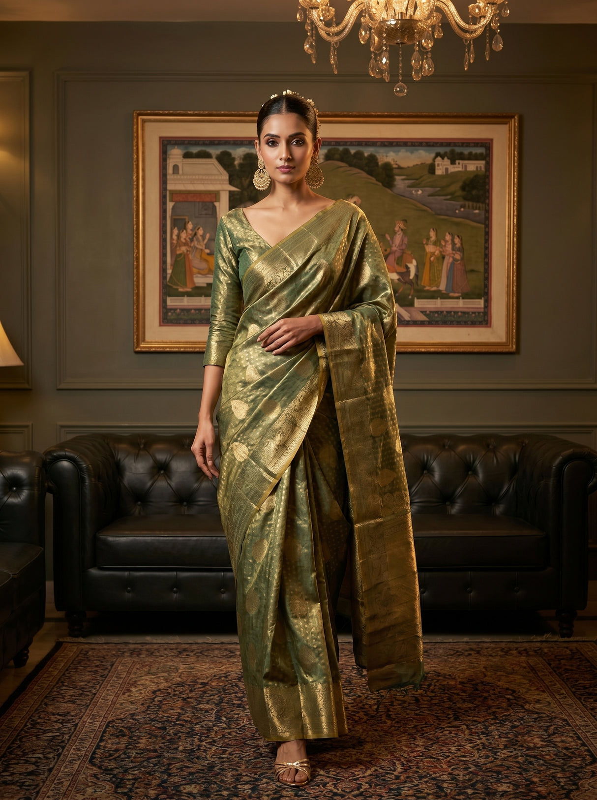 MIMOSA Rama Kanjivaram Art Silk Saree — pose 6 styling detail