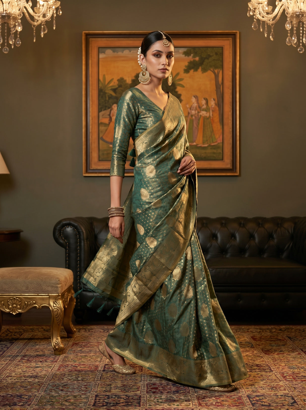 MIMOSA Rama Kanjivaram Art Silk Saree — pose 7 styling detail