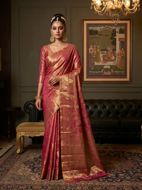 MIMOSA Rani Kanjivaram Art Silk Saree — Mannequin draped view