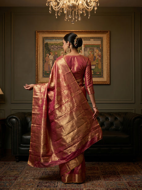 MIMOSA Rani Kanjivaram Art Silk Saree — Unstitched blouse fabric detail