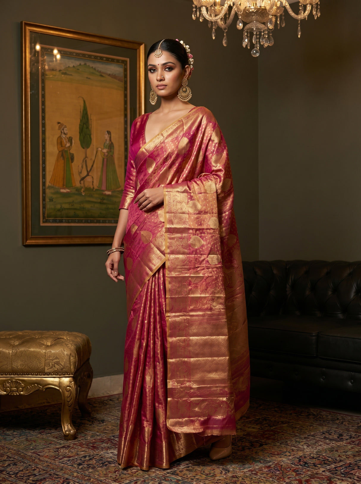 MIMOSA Rani Kanjivaram Art Silk Saree — pose 5 styling detail