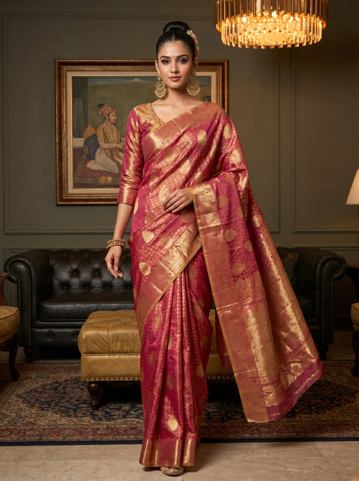 MIMOSA Rani Kanjivaram Art Silk Saree — pose 6 styling detail