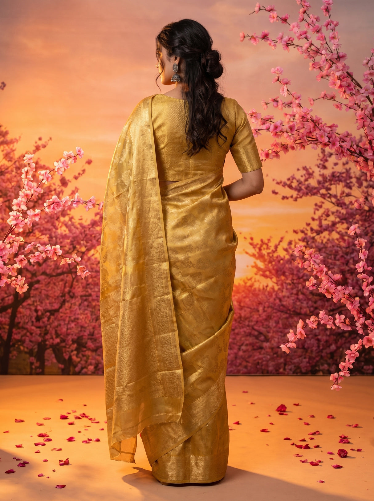 MIMOSA Chikoo Kanjivaram Art Silk Saree — Blouse Fabric Detail
