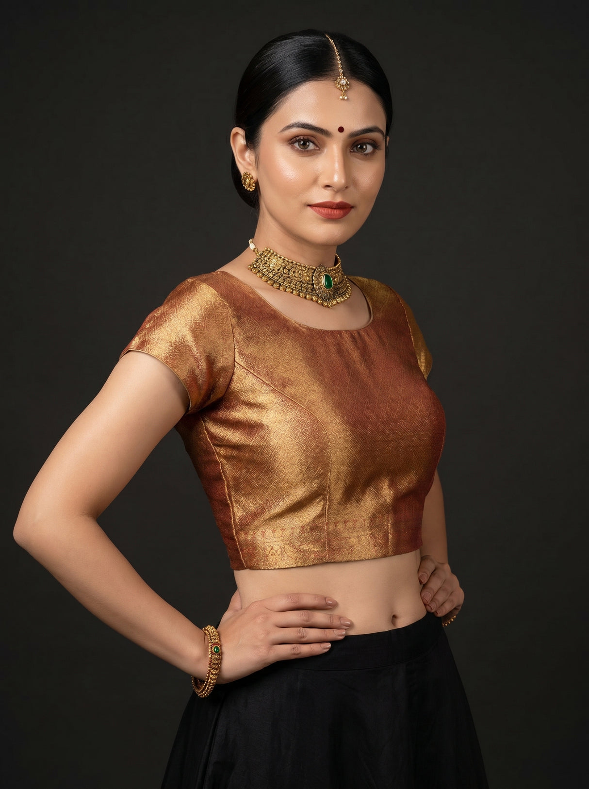 MIMOSA Gajari Kanjivaram Art Silk Saree — blouse close-up