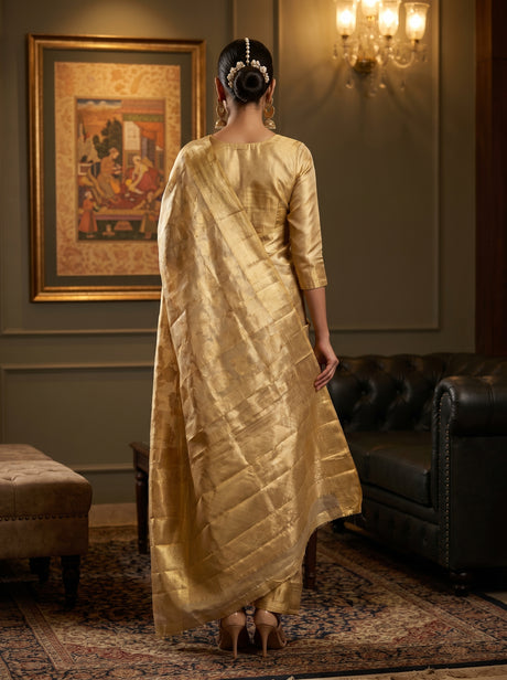 MIMOSA Mustard Kanjivaram Art Silk Saree — Blouse Fabric Detail