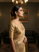 MIMOSA Mustard Kanjivaram Art Silk Saree — Full View on Model