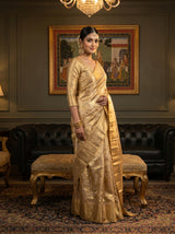 MIMOSA Mustard Kanjivaram Art Silk Saree — pose 5 styling detail