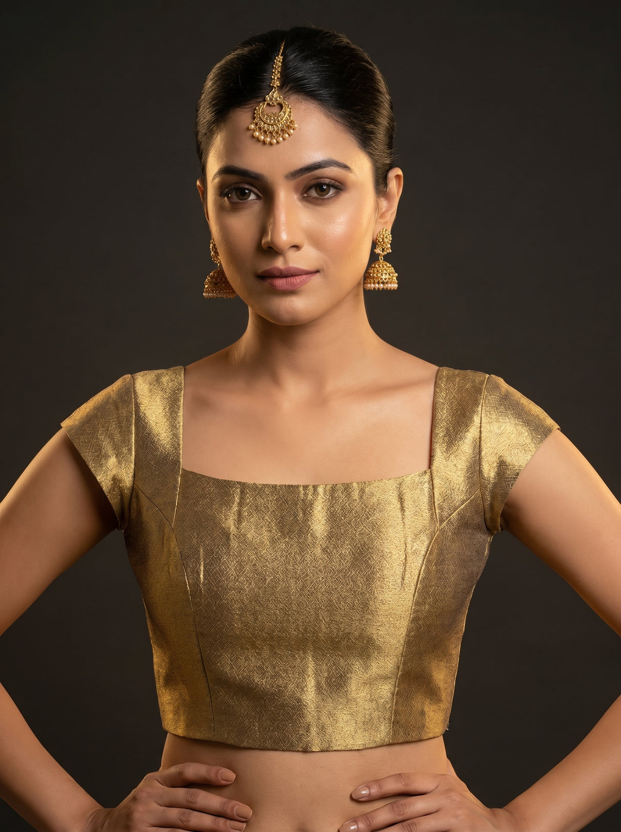 MIMOSA Mustard Kanjivaram Art Silk Saree — blouse close-up