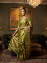 MIMOSA Olive Kanjivaram Art Silk Saree — pose 5 styling detail
