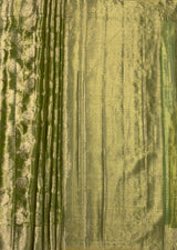 MIMOSA Olive Kanjivaram Art Silk Saree — pallu and zari work detail