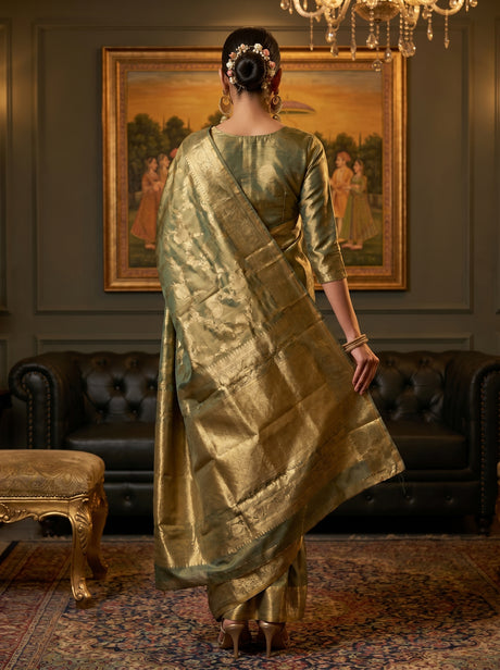 MIMOSA Rama Kanjivaram Art Silk Saree — Blouse Fabric Detail