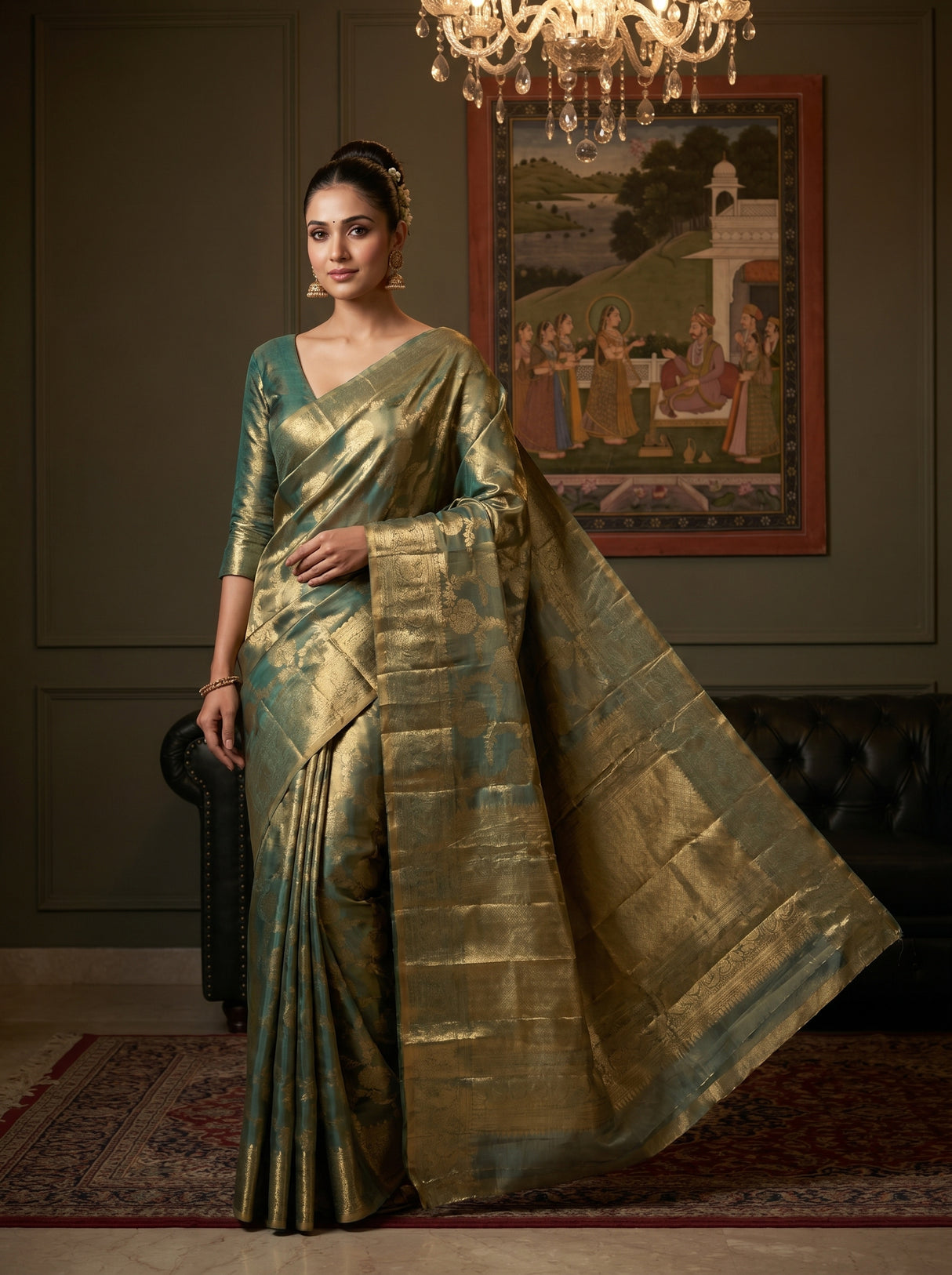MIMOSA Rama Kanjivaram Art Silk Saree — pose 4 styling detail