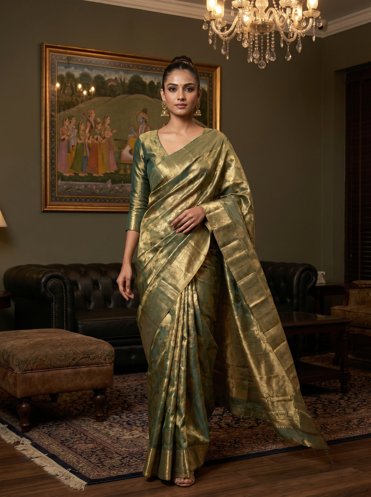 MIMOSA Rama Kanjivaram Art Silk Saree — pose 6 styling detail