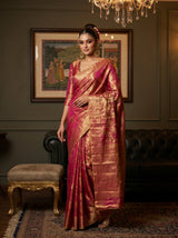 MIMOSA Rani Kanjivaram Art Silk Saree — Full View on Model