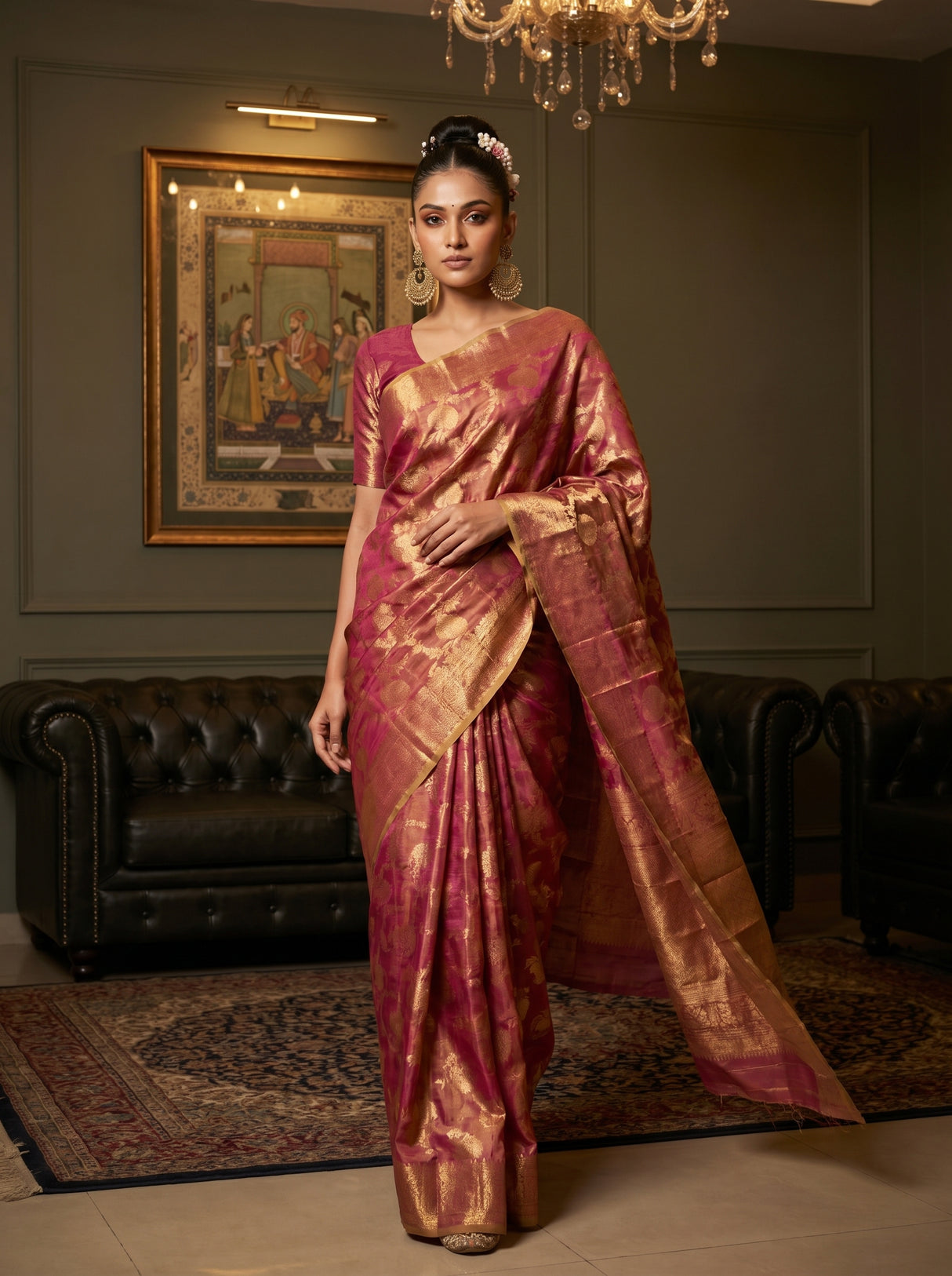 MIMOSA Rani Kanjivaram Art Silk Saree — pose 6 styling detail
