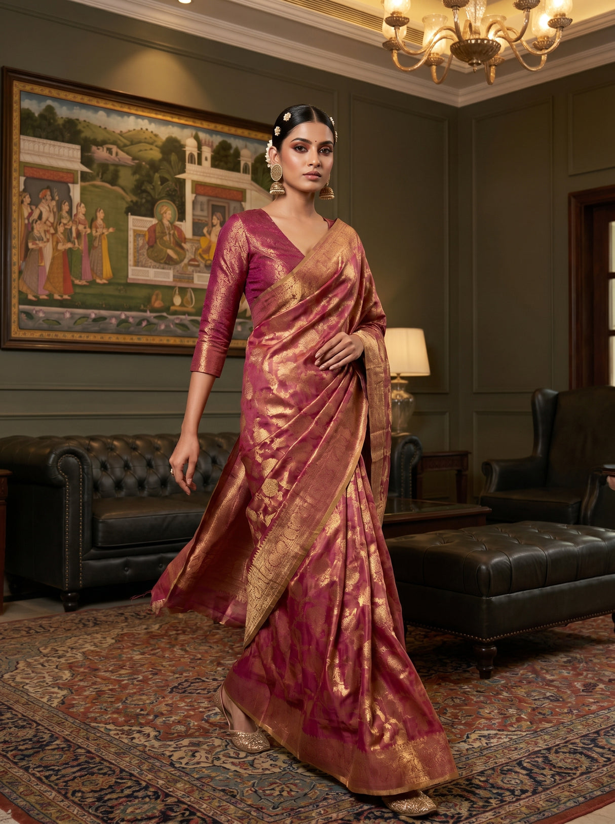 MIMOSA Rani Kanjivaram Art Silk Saree — pose 7 styling detail