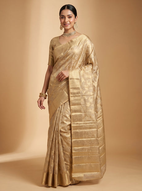 MIMOSA Chikoo Kanjivaram Art Silk Saree — Mannequin Draped