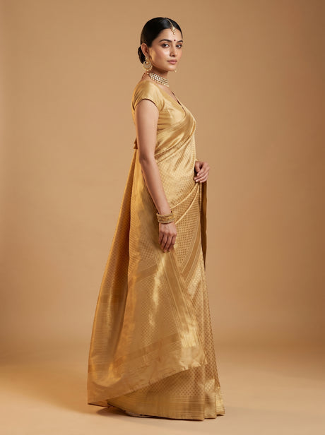 MIMOSA Chikoo Kanjivaram Art Silk Saree — Blouse Fabric Detail