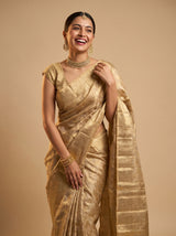 MIMOSA Chikoo Kanjivaram Art Silk Saree — pose 9 styling detail
