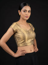 MIMOSA Chikoo Kanjivaram Art Silk Saree — blouse close-up