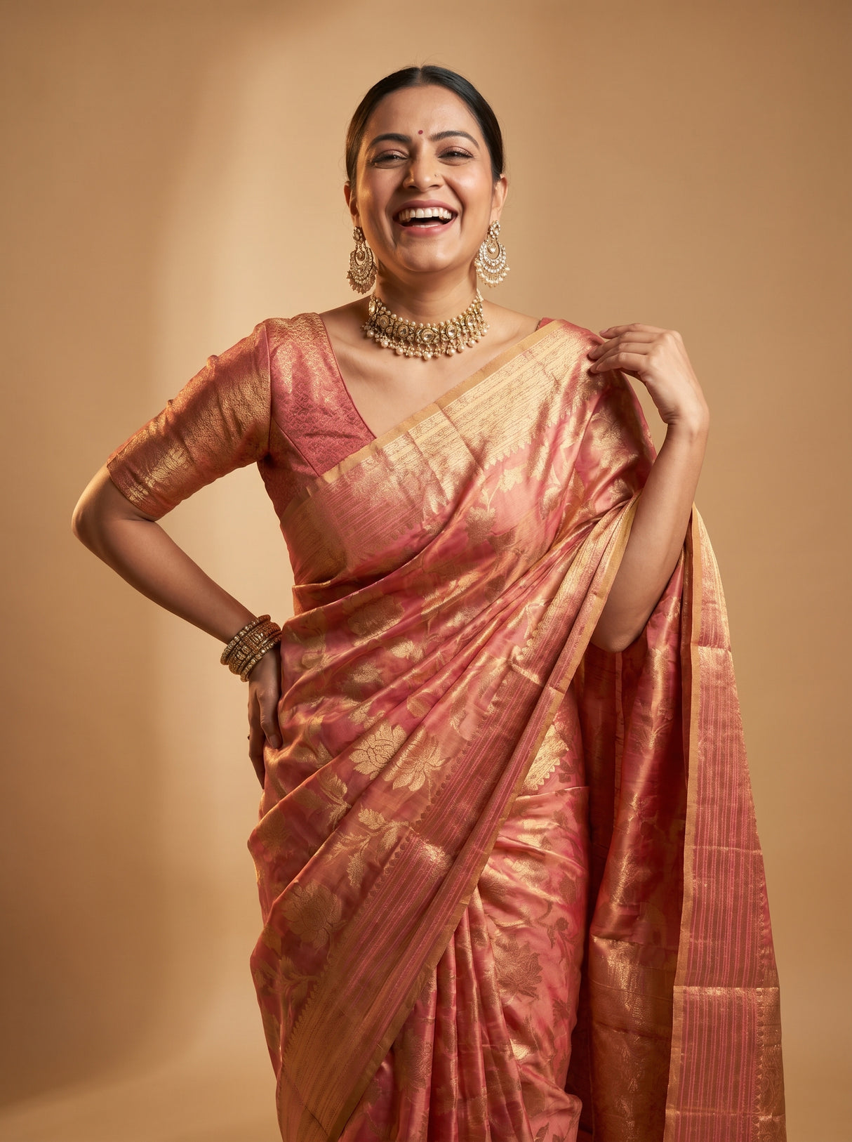 MIMOSA Gajari Kanjivaram Art Silk Saree — pose 9 styling detail